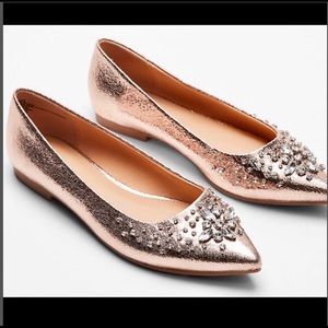 EXPRESS ROSE METALLIC RHINESTONE FLATS